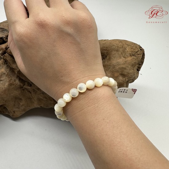 【肌容雪】天然美石白蝶貝殼手串 編號B132