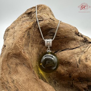 【肌容雪】天然美石綠琥珀圓珠項鍊 編號B141