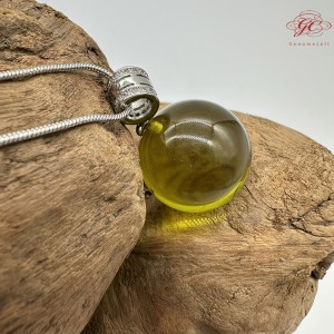 【肌容雪】天然美石綠琥珀圓珠項鍊 編號B141