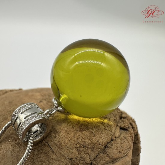 【肌容雪】天然美石綠琥珀圓珠項鍊 編號B141