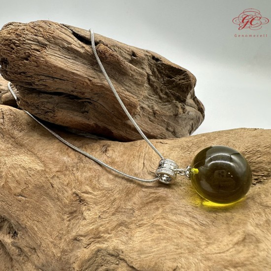 【肌容雪】天然美石綠琥珀圓珠項鍊 編號B141