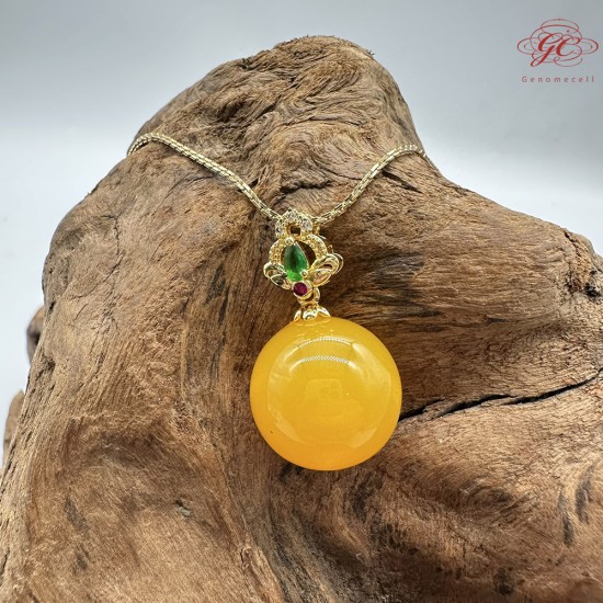 【肌容雪】天然美石蜜蠟圓珠項鍊 編號B142