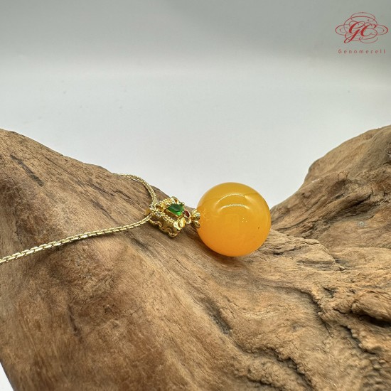 【肌容雪】天然美石蜜蠟圓珠項鍊 編號B142