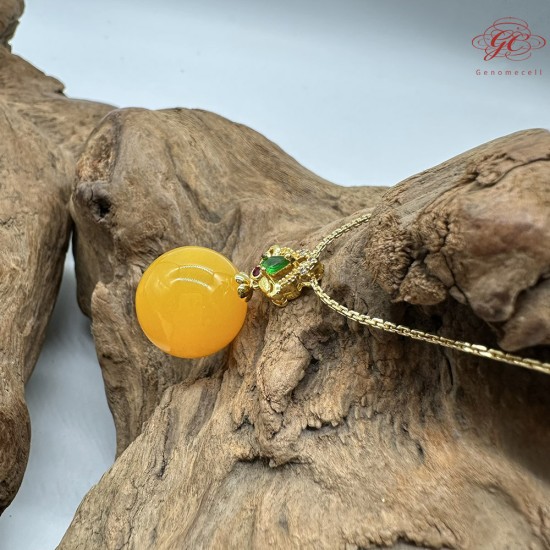 【肌容雪】天然美石蜜蠟圓珠項鍊 編號B142