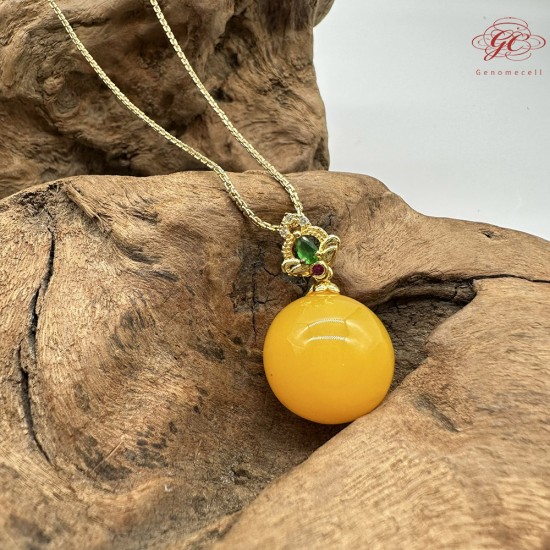 【肌容雪】天然美石蜜蠟圓珠項鍊 編號B142