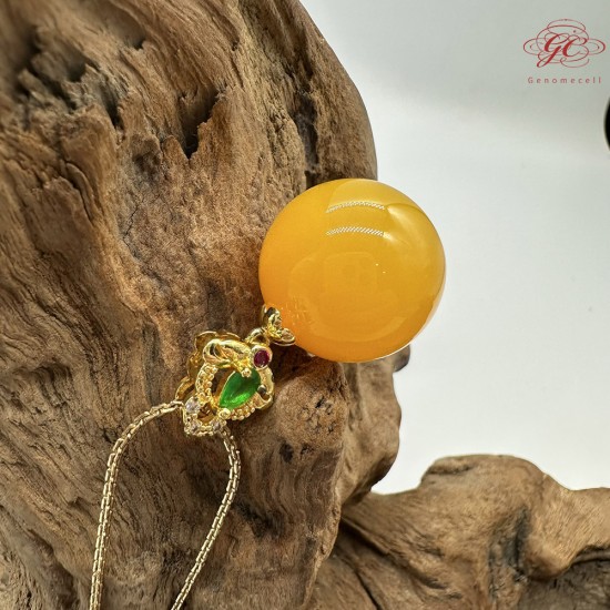 【肌容雪】天然美石蜜蠟圓珠項鍊 編號B142