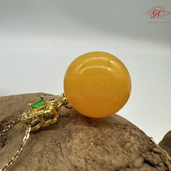 【肌容雪】天然美石蜜蠟圓珠項鍊 編號B142