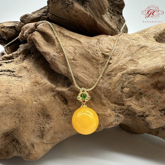 【肌容雪】天然美石蜜蠟圓珠項鍊 編號B142