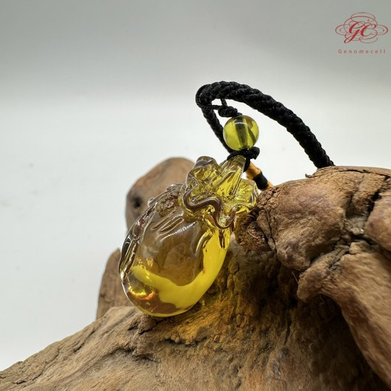【肌容雪】天然美石金琥珀錢袋造型項鍊繩 編號B143