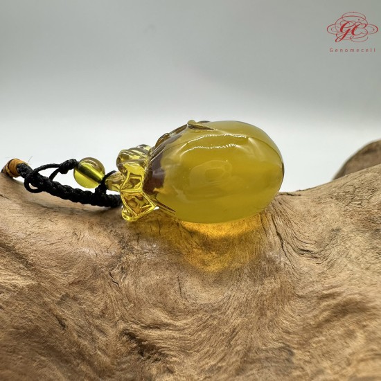 【肌容雪】天然美石金琥珀錢袋造型項鍊繩 編號B143