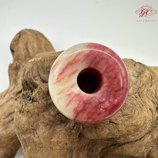 【肌容雪】天然美石雞血石紅紋千層平安扣吊飾 編號B146