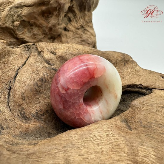 【肌容雪】天然美石雞血石紅紋千層平安扣吊飾 編號B146