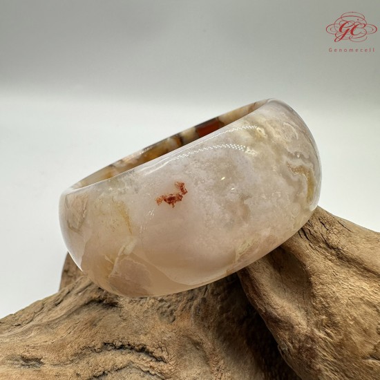 【肌容雪】天然美石焦糖色櫻花瑪瑙手鐲 編號B193(鐲圍57.5mm#18號)