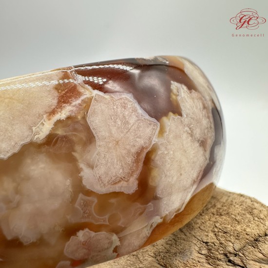 【肌容雪】天然美石焦糖色櫻花瑪瑙手鐲 編號B193(鐲圍57.5mm#18號)