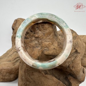 【肌容雪】天然美石蒂芬妮綠櫻花瑪瑙手鐲 編號B194(鐲圍56.1mm#17.5號)