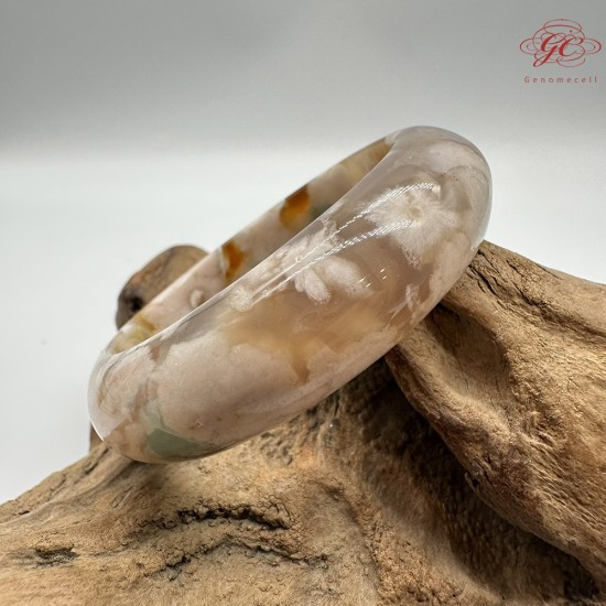 【肌容雪】天然美石蒂芬妮綠櫻花瑪瑙手鐲 編號B194(鐲圍56.1mm#17.5號)