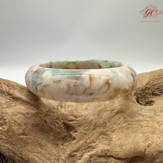 【肌容雪】天然美石蒂芬妮綠櫻花瑪瑙手鐲 編號B194(鐲圍56.1mm#17.5號)