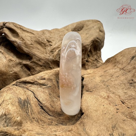 【肌容雪】天然美石櫻花瑪瑙手鐲 編號B196(鐲圍52.6mm#16.5號)