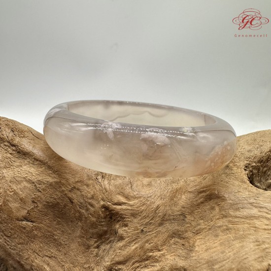 【肌容雪】天然美石櫻花瑪瑙手鐲 編號B196(鐲圍52.6mm#16.5號)