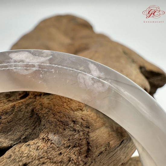 【肌容雪】天然美石櫻花瑪瑙手鐲 編號B196(鐲圍52.6mm#16.5號)