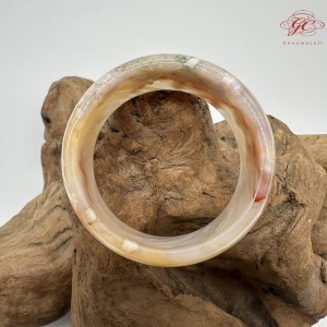 【肌容雪】天然美石櫻花瑪瑙手鐲 編號B197(鐲圍52.6mm#16.5號)