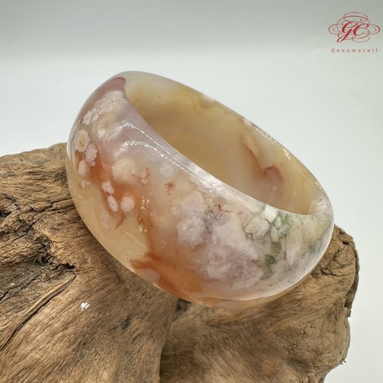 【肌容雪】天然美石櫻花瑪瑙手鐲 編號B197(鐲圍52.6mm#16.5號)