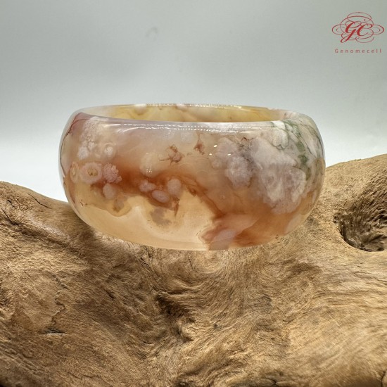 【肌容雪】天然美石櫻花瑪瑙手鐲 編號B197(鐲圍52.6mm#16.5號)