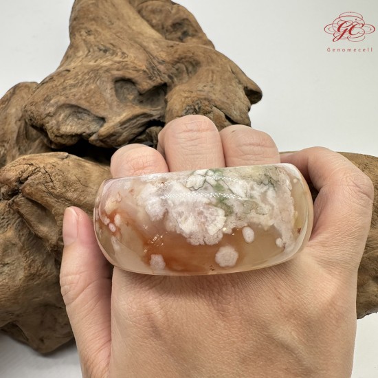 【肌容雪】天然美石櫻花瑪瑙手鐲 編號B197(鐲圍52.6mm#16.5號)