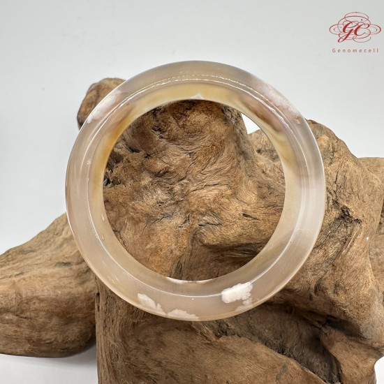 【肌容雪】天然美石焦糖色櫻花瑪瑙手鐲 編號B198(鐲圍56.3mm#17.5號)