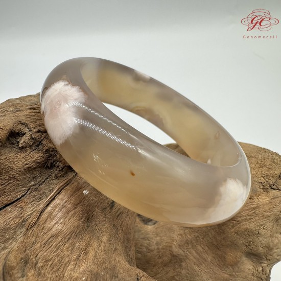 【肌容雪】天然美石焦糖色櫻花瑪瑙手鐲 編號B198(鐲圍56.3mm#17.5號)