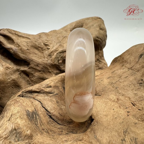 【肌容雪】天然美石焦糖色櫻花瑪瑙手鐲 編號B198(鐲圍56.3mm#17.5號)