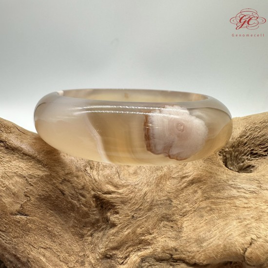 【肌容雪】天然美石焦糖色櫻花瑪瑙手鐲 編號B198(鐲圍56.3mm#17.5號)