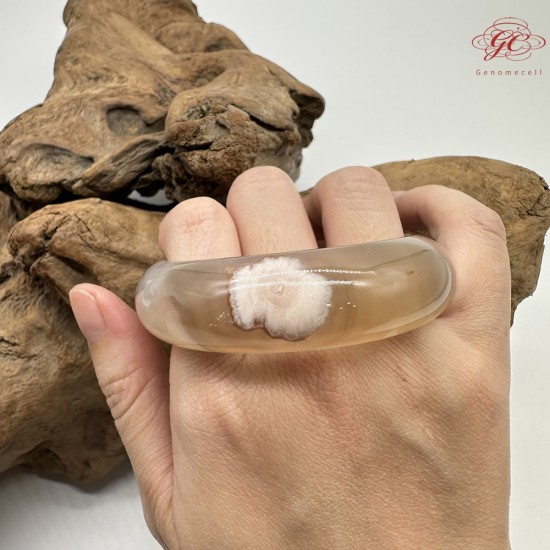 【肌容雪】天然美石焦糖色櫻花瑪瑙手鐲 編號B198(鐲圍56.3mm#17.5號)