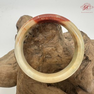 【肌容雪】天然美石紅塵緣胖圓條平安鐲 編號B209(鐲圍57.1mm#18號)附收納盒