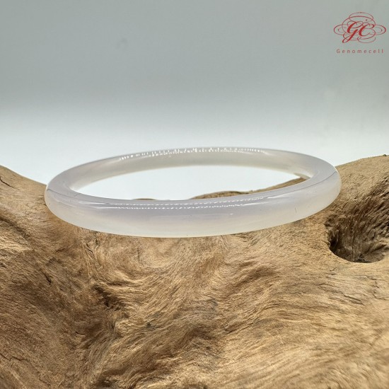 【肌容雪】天然美石白月光瑪瑙圓條手鐲 編號B219(鐲圍57.3mm#18號) 【肌容雪】天然美石白月光瑪瑙圓條手鐲 編號B219(鐲圍57.3mm#18號)