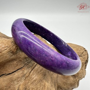 【肌容雪】天然美石琁玉瑤珠紫色平安鐲 編號B224(鐲圍60.5mm#19號)