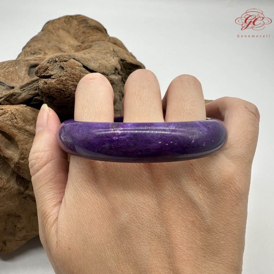 【肌容雪】天然美石琁玉瑤珠紫色平安鐲 編號B224(鐲圍60.5mm#19號)