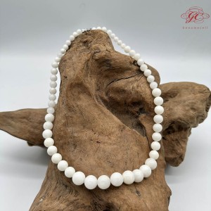 【肌容雪】天然美石白玉貝珠串塔練 編號B225