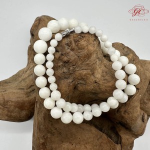 【肌容雪】天然美石白玉貝珠串塔練 編號B225