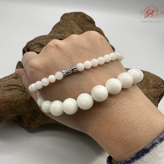 【肌容雪】天然美石白玉貝珠串塔練 編號B225