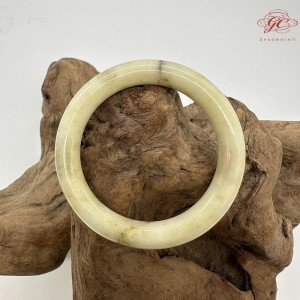 【肌容雪】天然美石滿黃灑金圓條手鐲 編號B230(鐲圍57.6mm#18號)