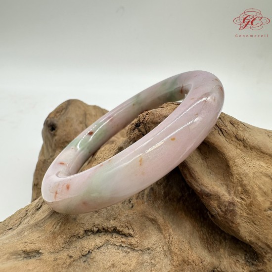 【肌容雪】天然美石春彩灑金圓條手鐲 編號B235(鐲圍54.2mm#17號) 【肌容雪】天然美石春彩灑金圓條手鐲 編號B235(鐲圍54.2mm#17號)