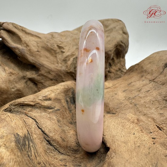 【肌容雪】天然美石春彩灑金圓條手鐲 編號B235(鐲圍54.2mm#17號) 【肌容雪】天然美石春彩灑金圓條手鐲 編號B235(鐲圍54.2mm#17號)