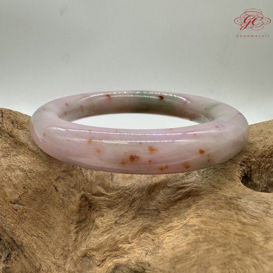 【肌容雪】天然美石春彩灑金圓條手鐲 編號B235(鐲圍54.2mm#17號) 【肌容雪】天然美石春彩灑金圓條手鐲 編號B235(鐲圍54.2mm#17號)