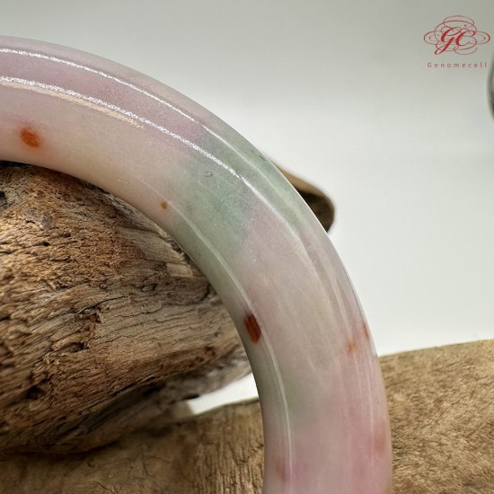 【肌容雪】天然美石春彩灑金圓條手鐲 編號B235(鐲圍54.2mm#17號) 【肌容雪】天然美石春彩灑金圓條手鐲 編號B235(鐲圍54.2mm#17號)