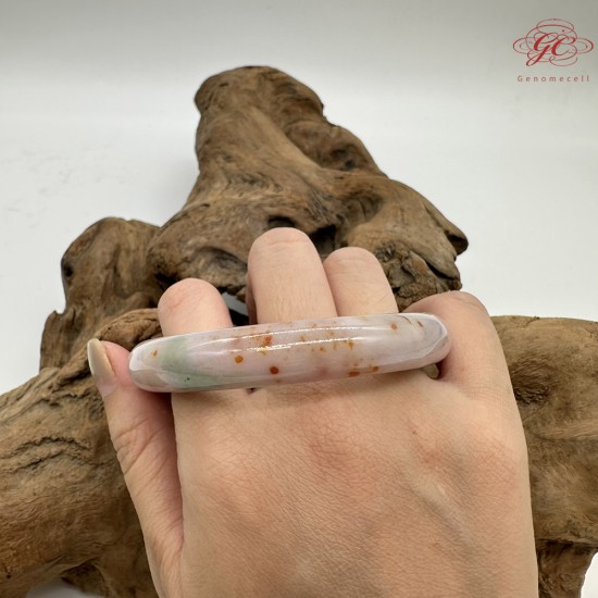 【肌容雪】天然美石春彩灑金圓條手鐲 編號B235(鐲圍54.2mm#17號) 【肌容雪】天然美石春彩灑金圓條手鐲 編號B235(鐲圍54.2mm#17號)