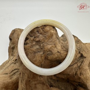 【肌容雪】天然美石淺綠紫帶黃美人條手鐲 編號B237(鐲圍57mm#18號)