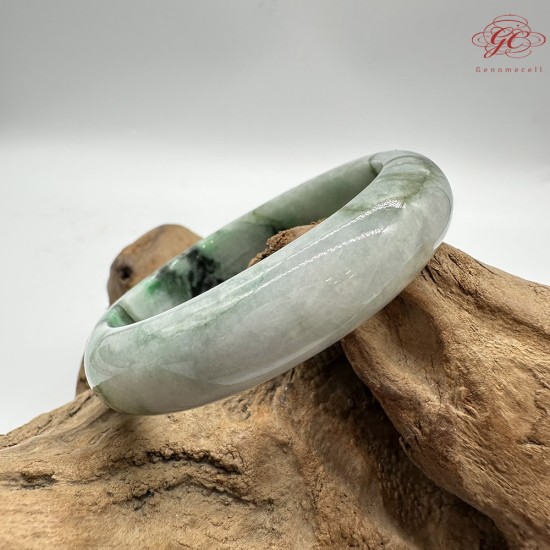 【肌容雪】天然美石綠飄花平安鐲 編號B239(鐲圍57.9mm#18號) 【肌容雪】天然美石綠飄花平安鐲 編號B239(鐲圍57.9mm#18號)
