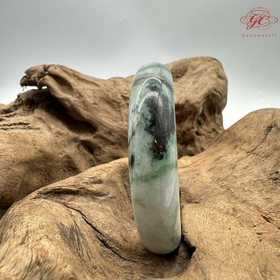 【肌容雪】天然美石綠飄花平安鐲 編號B239(鐲圍57.9mm#18號) 【肌容雪】天然美石綠飄花平安鐲 編號B239(鐲圍57.9mm#18號)