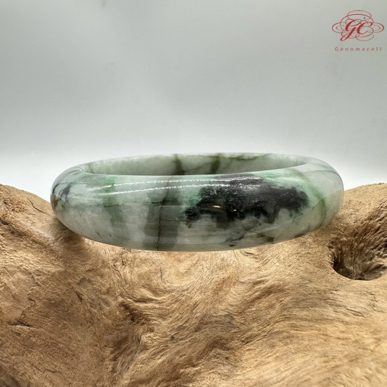 【肌容雪】天然美石綠飄花平安鐲 編號B239(鐲圍57.9mm#18號) 【肌容雪】天然美石綠飄花平安鐲 編號B239(鐲圍57.9mm#18號)